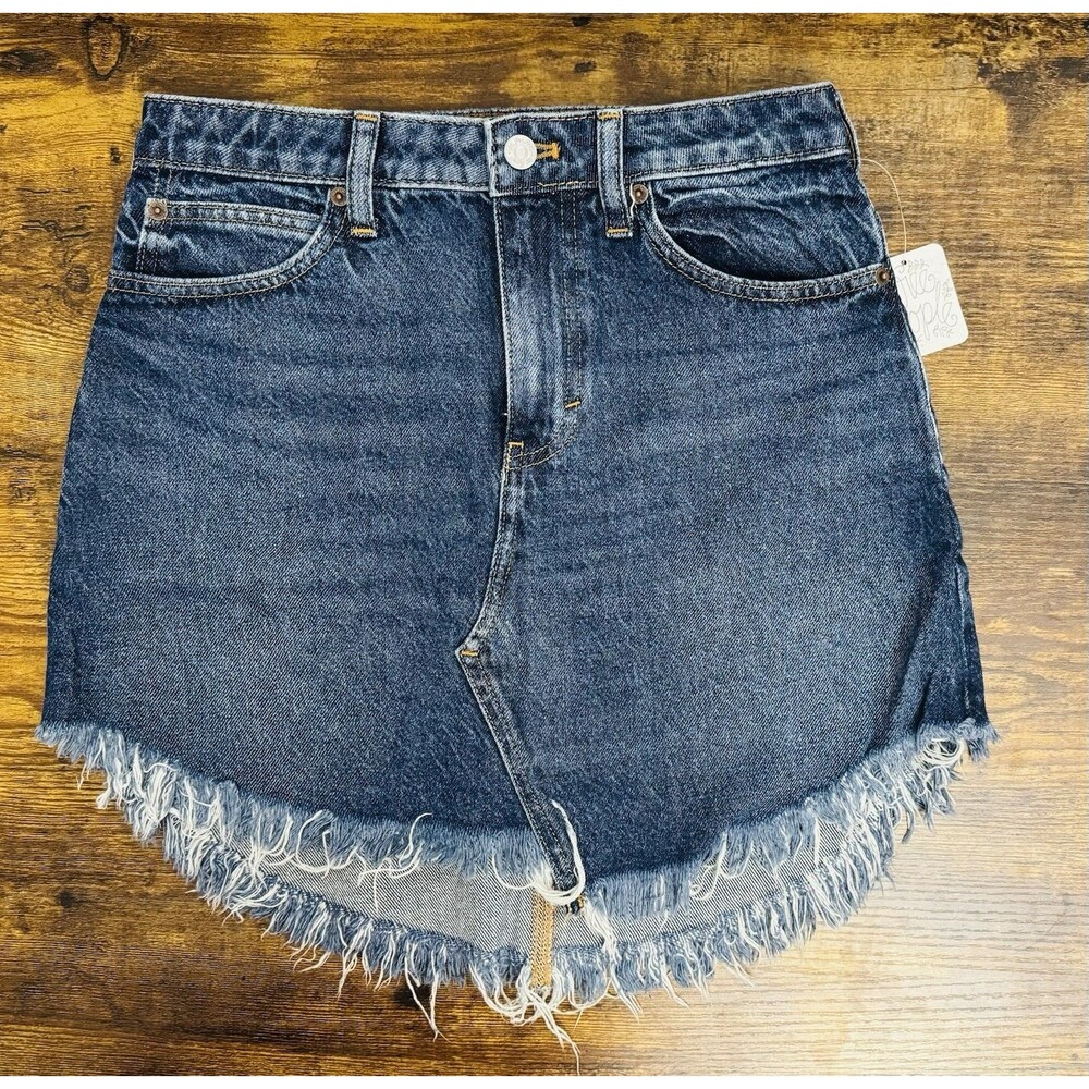 Free People Bailey Denim raw hem Mini Skirt- Size 26 NWT - Picture 6 of 15